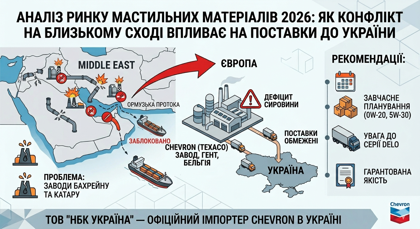 Аналіз ринку мастильних матеріалів 2026: як конфлікт на Близькому Сході впливає на поставки до України